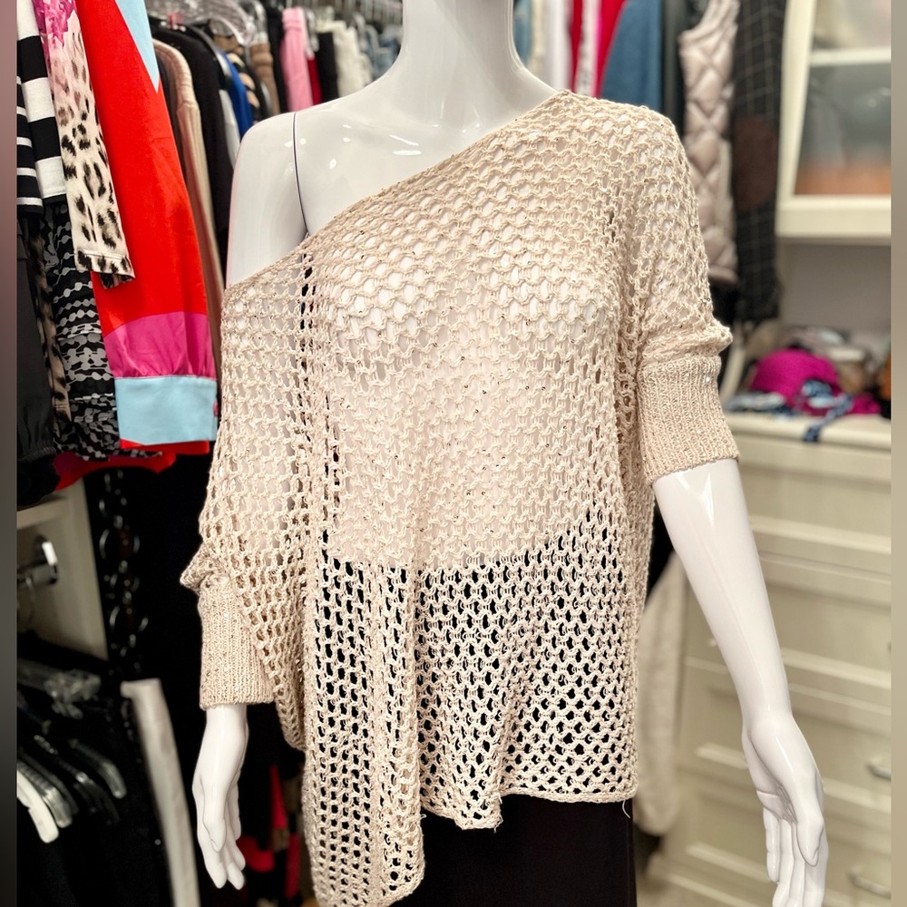 Boston Proper overlay sweater w/ sparkling sequins.